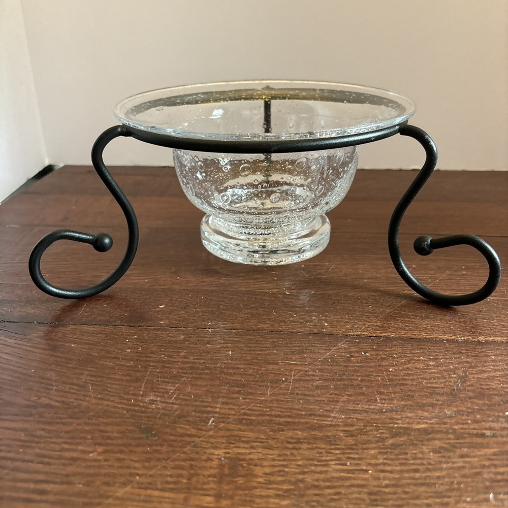 Southern Living‎ At Home Tiny Bubbles Glass Footed Bowl With Metal Footed Stand